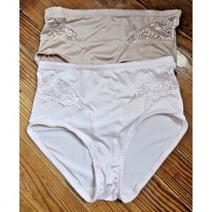 NU BODYWEAR woman Sz 2X Pack of 2 beige + pink lace light control shaping briefs